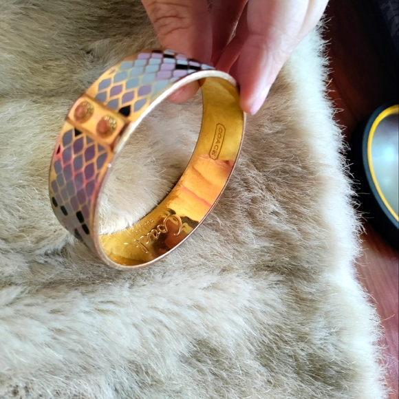 Purple and black snakeskin design coach bracelet